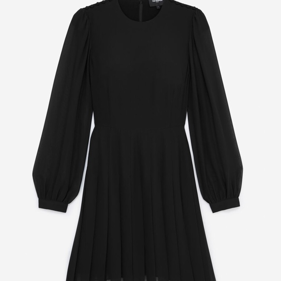 Pleated Short Black Dress W/ Shoulder Buttons - the Kooples size small (1) NWT - Picture 5 of 9